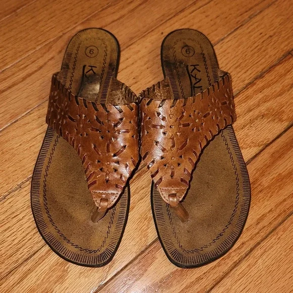 Kalli Brown Flip Flop Sandals - Picture 2 of 2